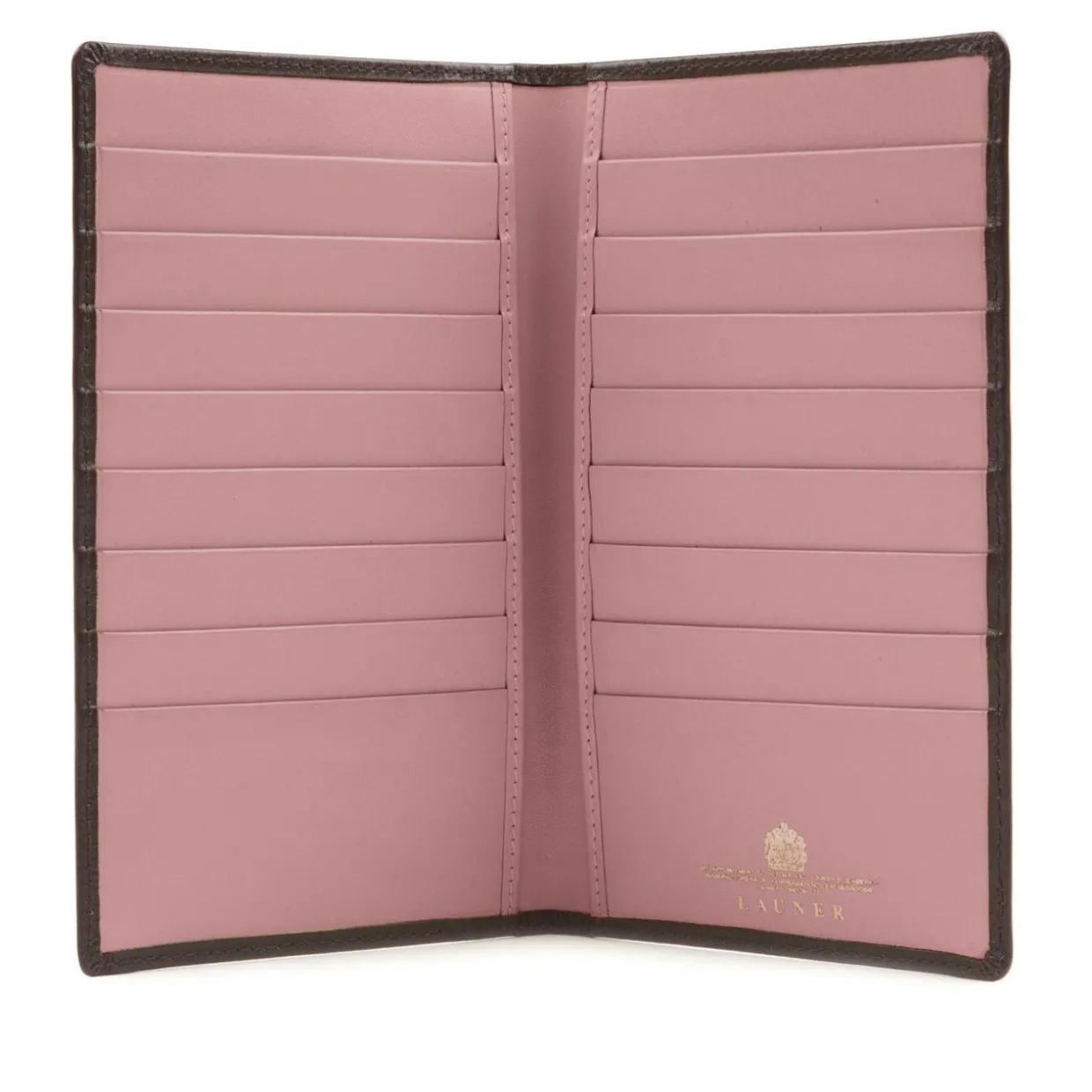 Breast pocket sixteen credit card wallet – Cuban Brown / Dusky Rose