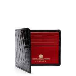Eight credit card wallet – Black Croc Effect / Scarlet / Royal Blue