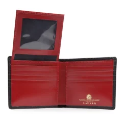 Eight credit card wallet with window flap – Ebony Black / Scarlet