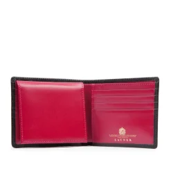 Eight credit card wallet with window flap – Ebony Black / Dark Pink