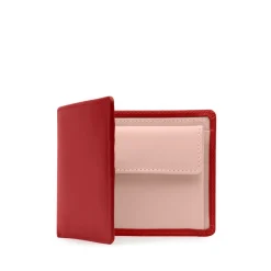Four credit card wallet with coin purse – Scarlet / Powder Pink
