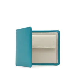 Four credit card wallet with coin purse – Turquoise / Bone White