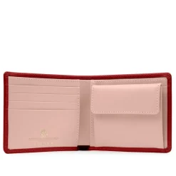 Four credit card wallet with coin purse – Scarlet / Powder Pink