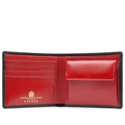 Four credit card wallet with coin purse – Ebony Black / Scarlet