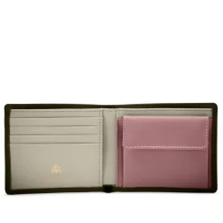 Four credit card wallet with coin purse – Sage / Bone White / Dusky Rose