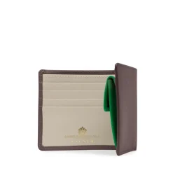 Four credit card wallet with coin purse – Cuban Brown / Buttermilk / Emerald