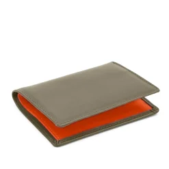 Six card holder with rear pocket – Sage / Tangerine