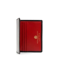 Six card holder with rear pocket – Ebony Black / Scarlet