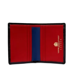 Six card holder with rear pocket – Black Croc Effect / Scarlet / Royal Blue