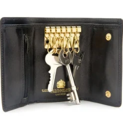 Six-hook key case with zip – Ebony Black